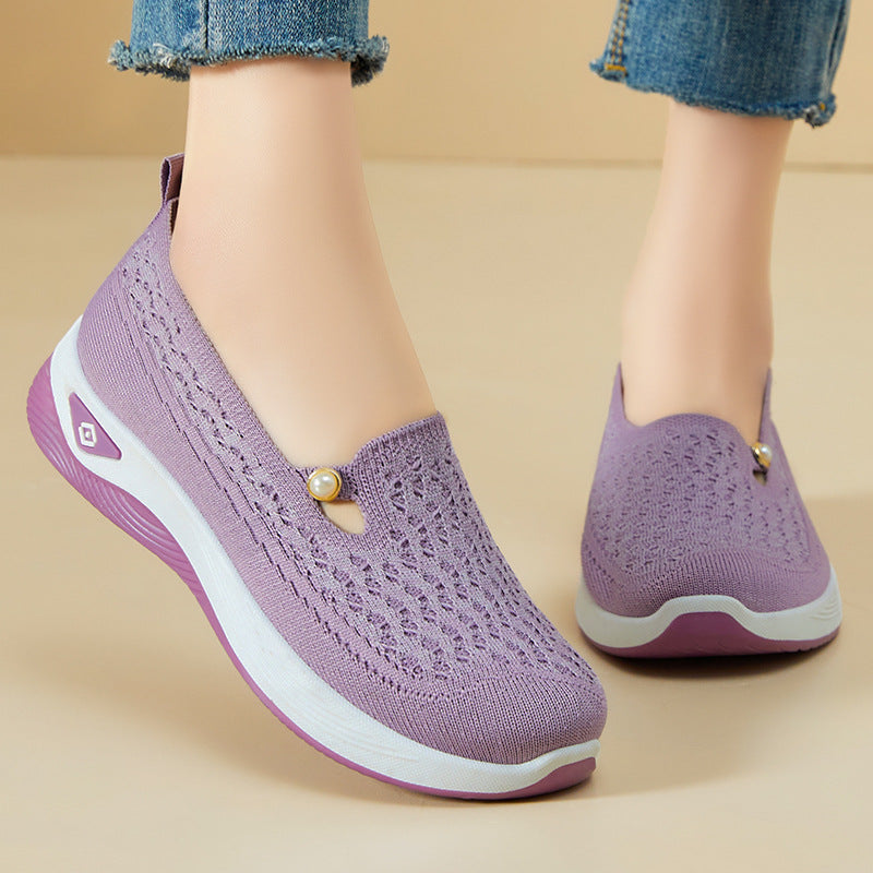 Damen Komfortable Strick-Sneaker mit rutschfester Sohle EB