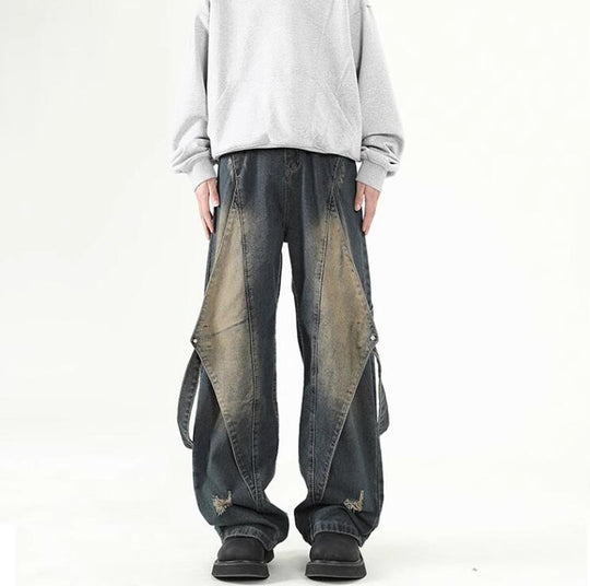 Damen Weit geschnittene Jeans mit abnehmbaren Seitenteilen EB