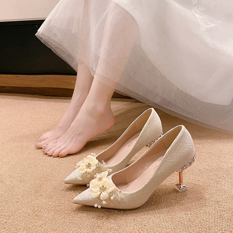 Damen Glamouröse High Heels mit floralen Details und elegantem Absatz EB