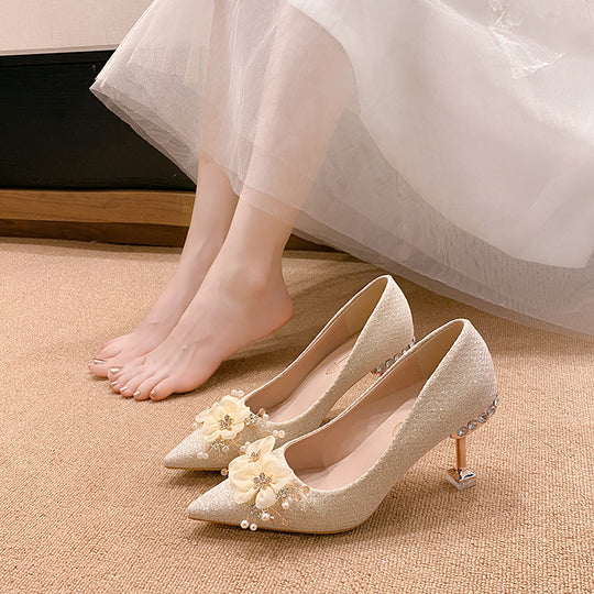Damen Glamouröse High Heels mit floralen Details und elegantem Absatz EB