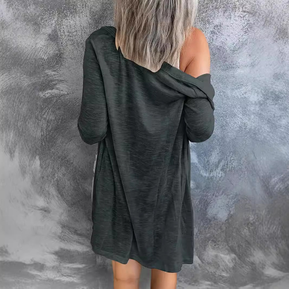 Damen Langer Strickcardigan mit Taschen EB