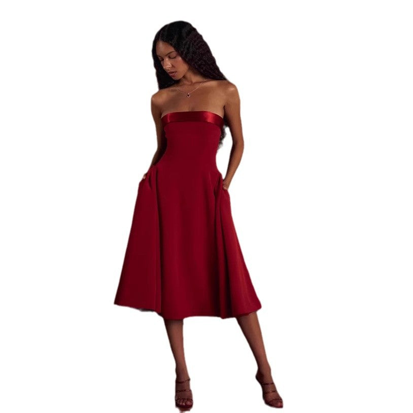 Damen Elegantes Midi-Ballkleid mit schwingendem Rock EB