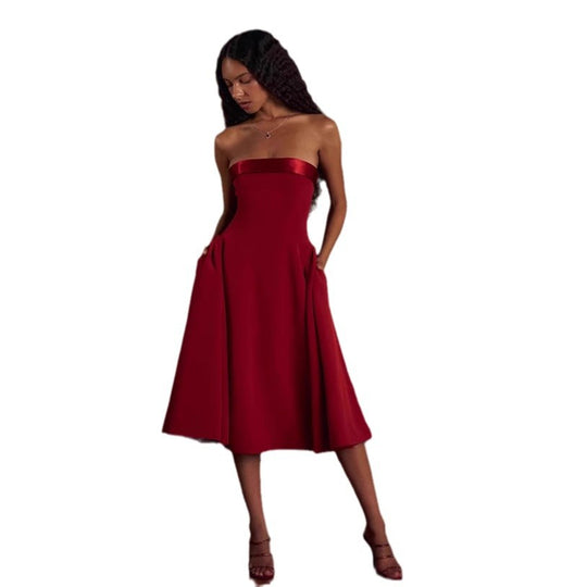 Damen Elegantes Midi-Ballkleid mit schwingendem Rock EB