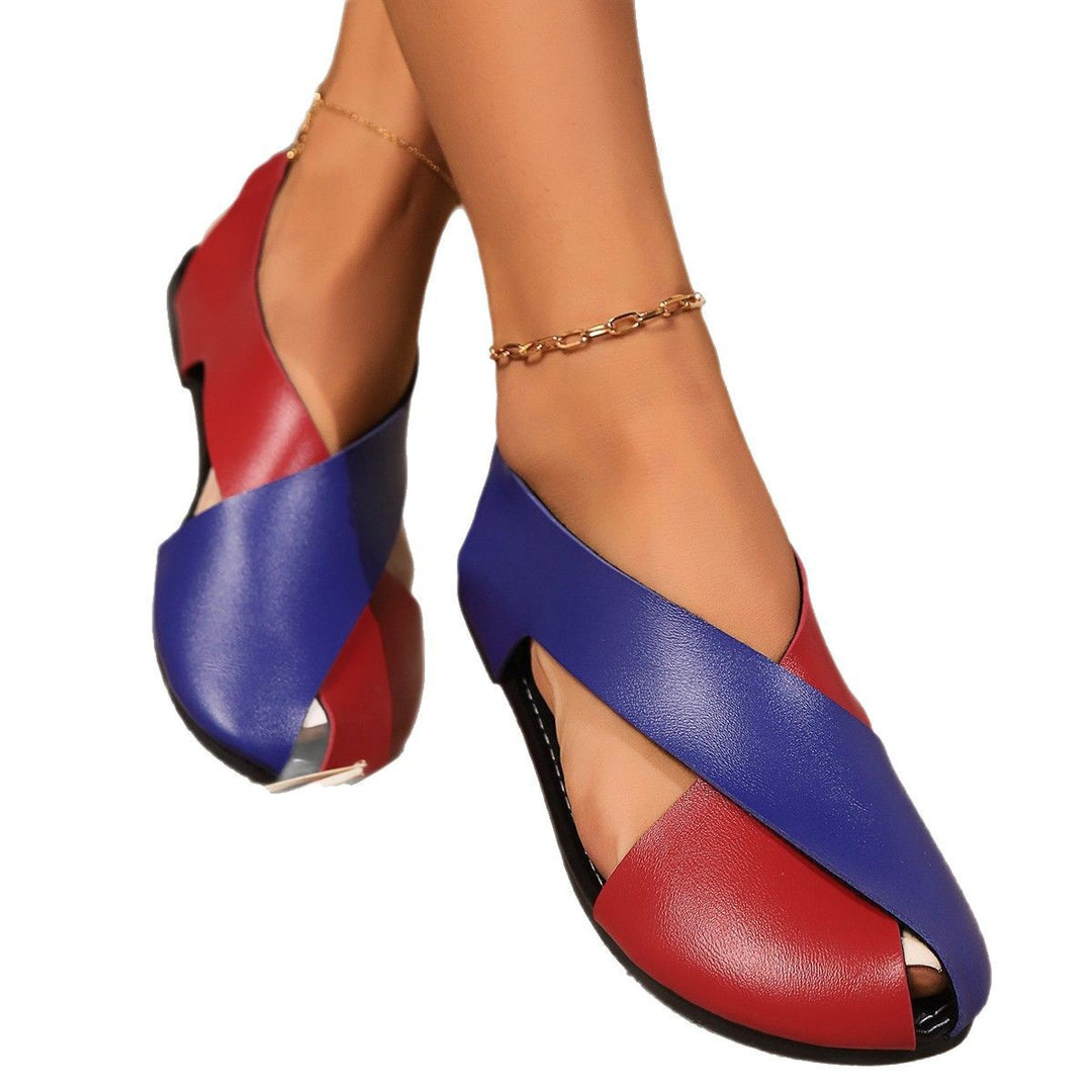 Damen offene Riemchen-Pantoletten mit elegantem Kreuzband-Design EB