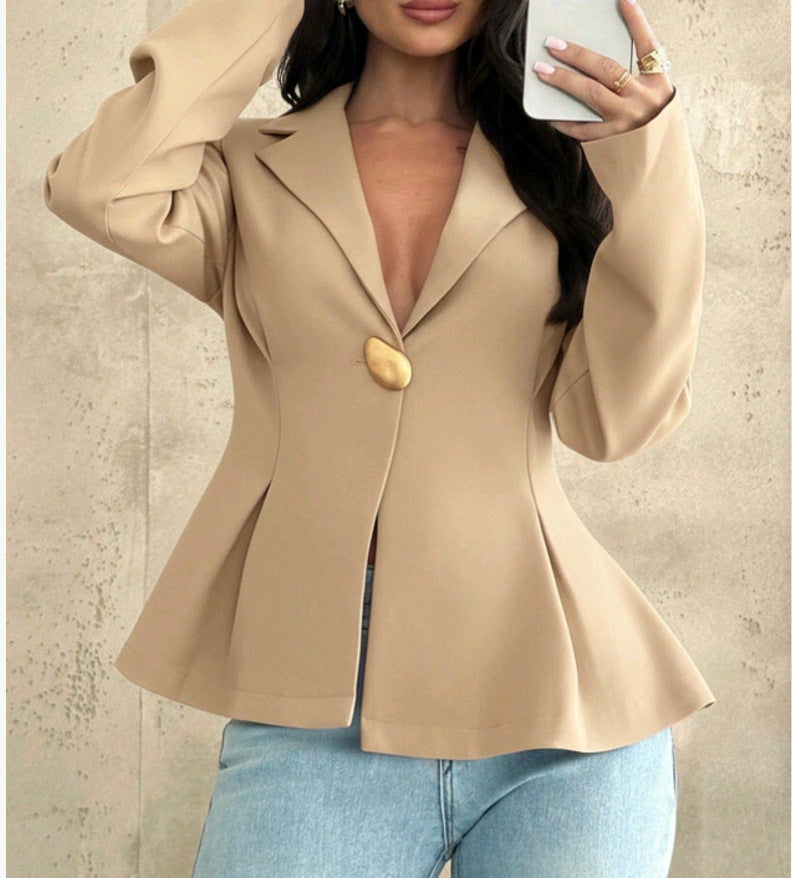 Damen Peplum-Blazer mit ausgefallenen Knopfdetails EB