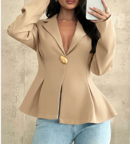 Damen Peplum-Blazer mit ausgefallenen Knopfdetails EB