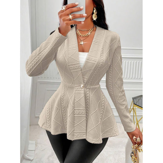 Damen Strick Peplum Blazer EB