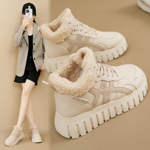 Damen High-Top Sneakers mit kuscheligem Innenfutter und robustem Sohlenprofil EB