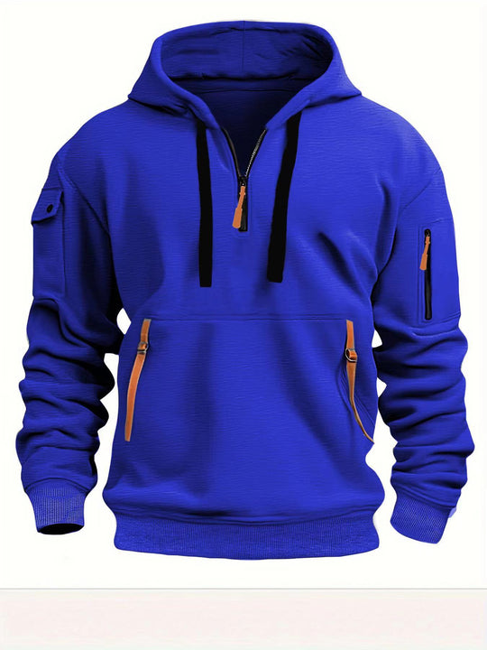 Herren Praktischer Kapuzenpullover mit seitlichem Reißverschluss und vielseitigen Taschen EB