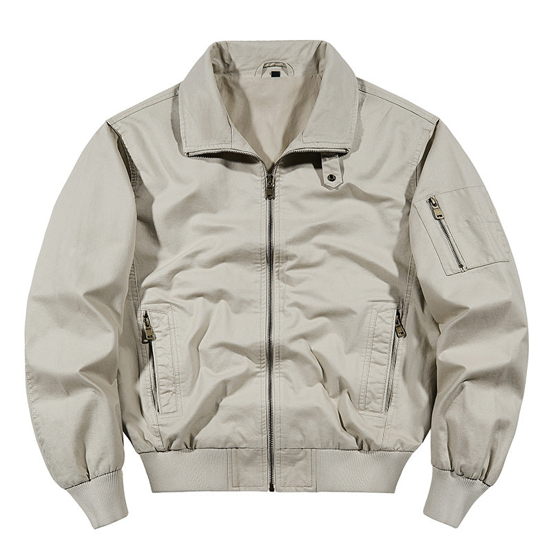 Men's  rugged cotton-blend utility bomber with ribbed trim and zip sleeve pocket EB