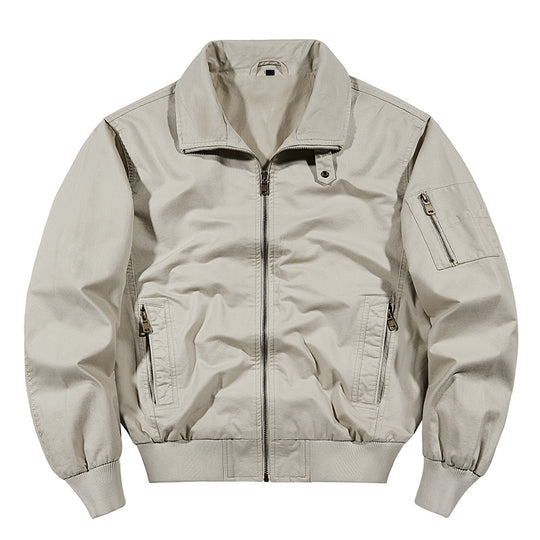Men's  rugged cotton-blend utility bomber with ribbed trim and zip sleeve pocket EB