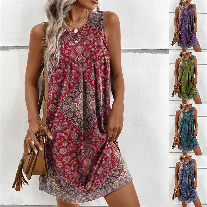 Damen Schmuckes Sommerkleid mit floralem Muster und weich fließendem Stoff EB