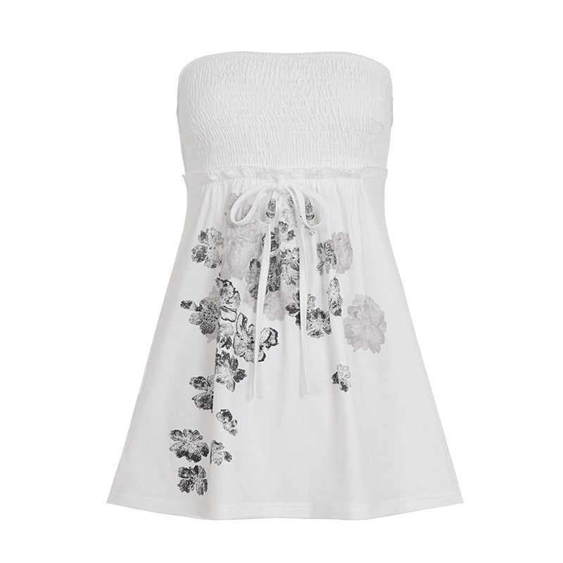Damen Baumwollrock mit floralen Mustern und elastischem Bund EB