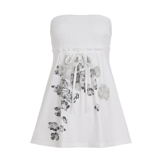 Damen Baumwollrock mit floralen Mustern und elastischem Bund EB