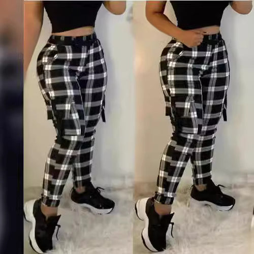 Damen Cargo-Hosen im Karomuster EB