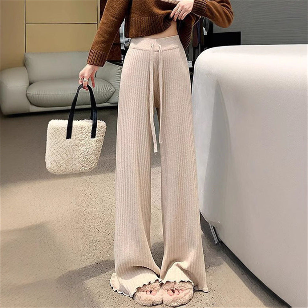 Damen Fließende Strickhose mit weichem Material und elegantem Saum EB