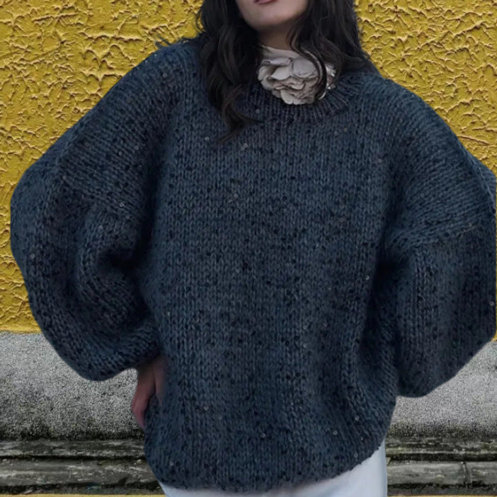 Damen Glitzernder Strickpullover mit weitem Schnitt und eleganten Akzenten EB