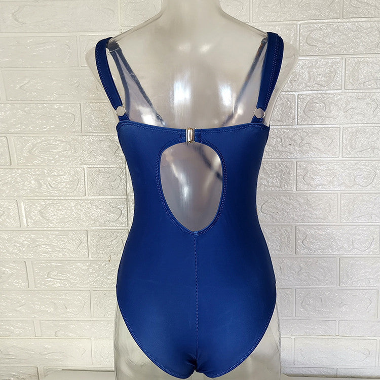 Damen Einteiliger Badeanzug mit asymmetrischem Leo-Muster EB