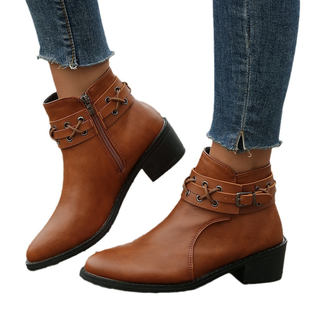 Damen Stiefeletten mit modischem Schnür-Detail EB