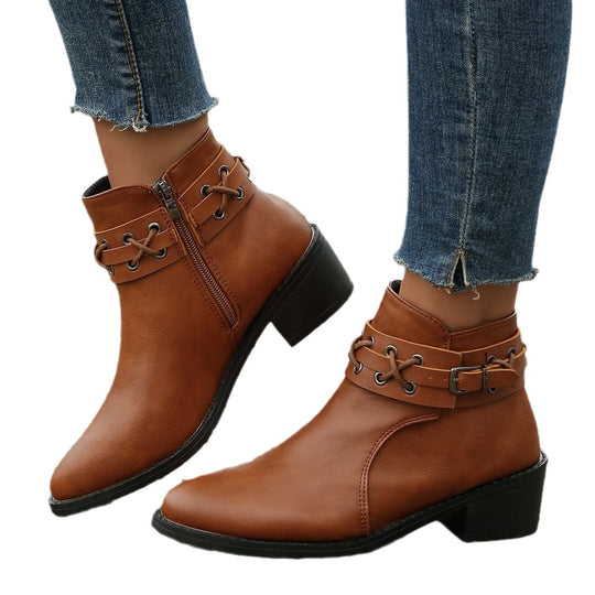Damen Stiefeletten mit modischem Schnür-Detail EB