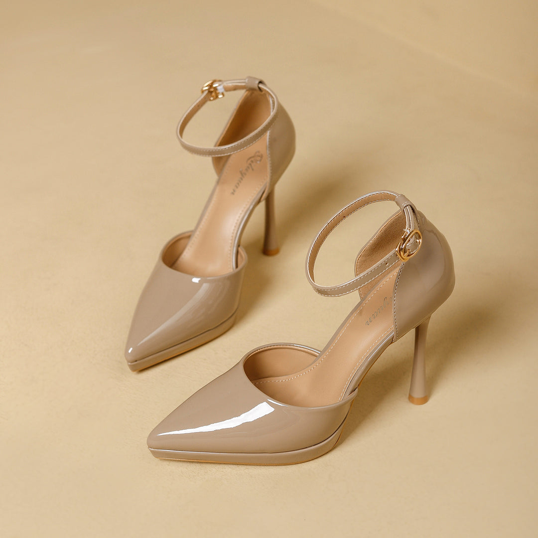 Damen elegante Pumps mit schmalem Riemen und spitz zulaufendem Design EB