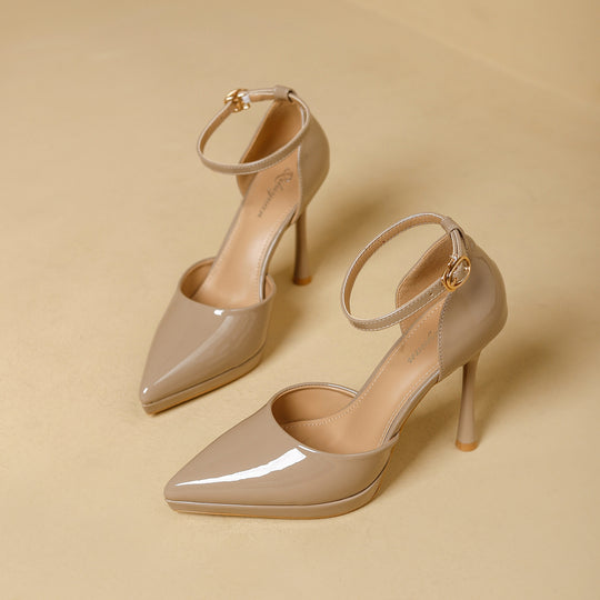 Damen elegante Pumps mit schmalem Riemen und spitz zulaufendem Design EB
