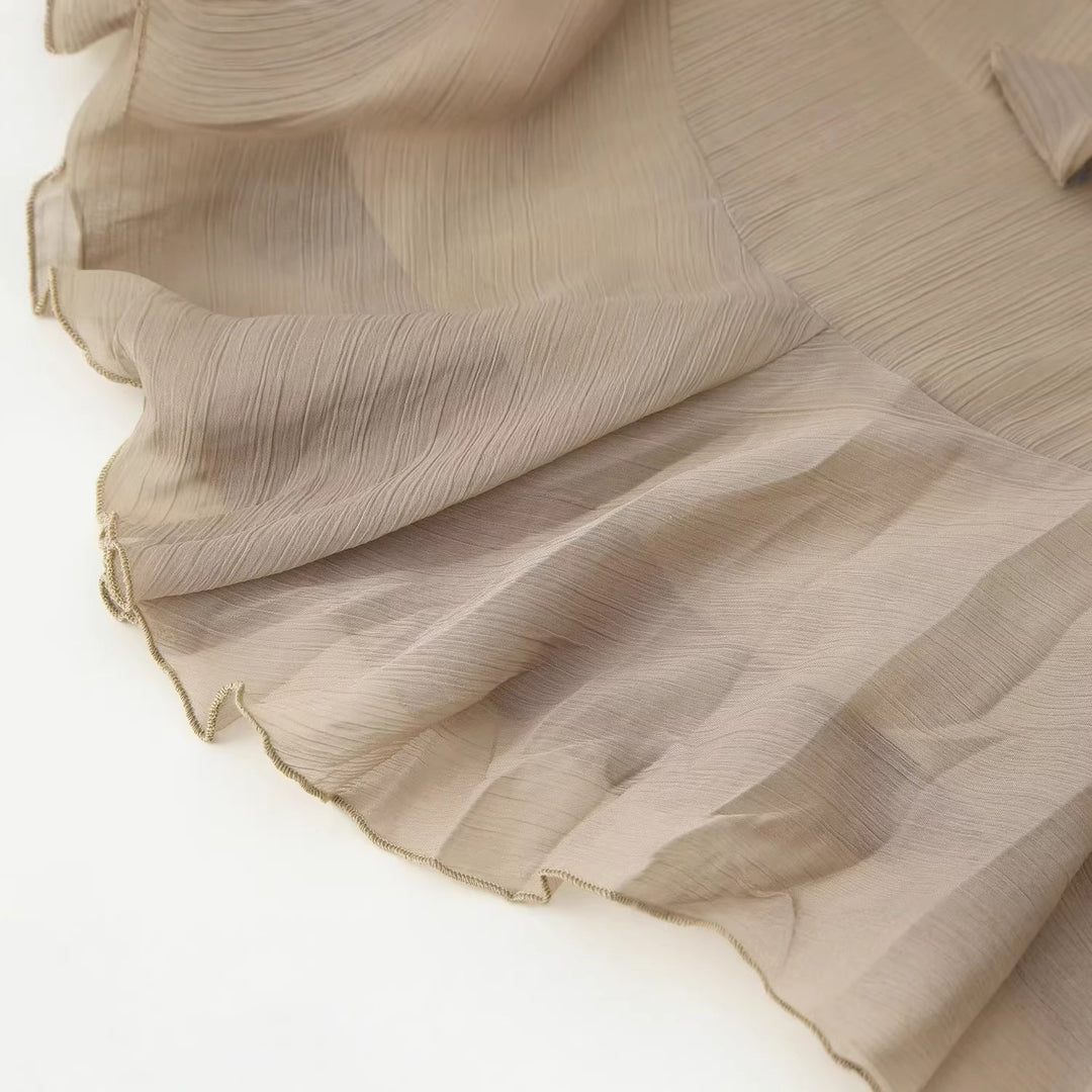 Damen Maxikleid mit raffiniertem Rüschendesign und elegantem Gürtel EB