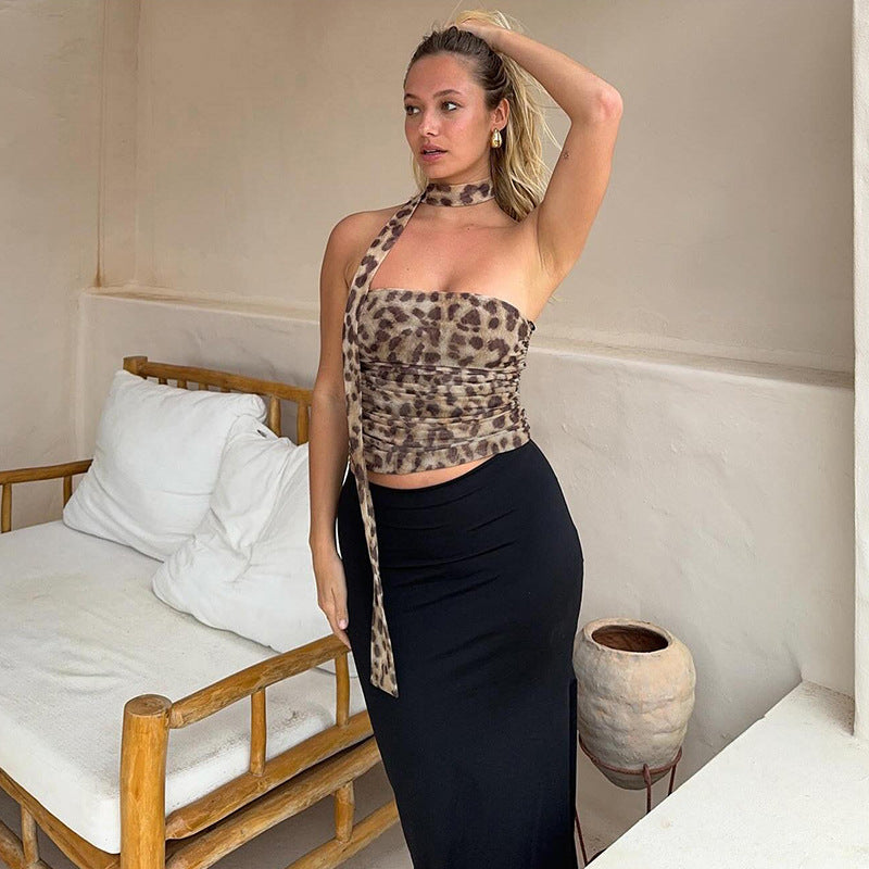 Damen Ausgefallenes Wickeltop mit asymmetrischem Design und dekorativen Rüschendetails EB