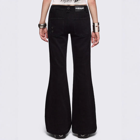 Damen Flared Jeans mit dekorativen Ösen EB