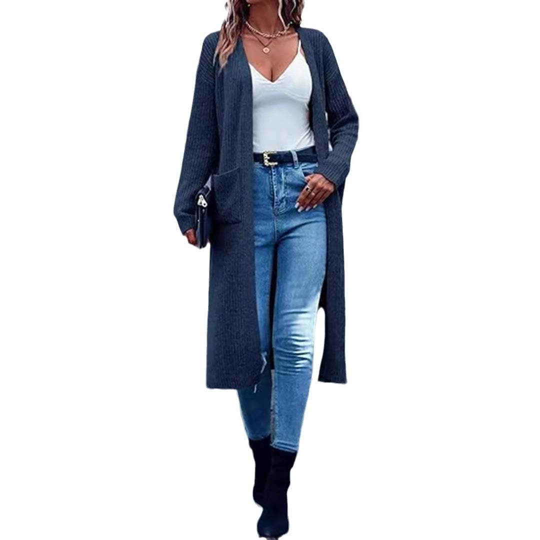 Damen Grobstrick-Kimono-Cardigan mit tiefen Taschen und offenen Ärmeln EB