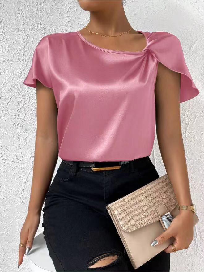 Damen Elegantes Top mit asymmetrischem Schnitt und feinem Glanz EB