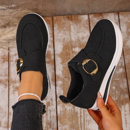 Damen Sneaker mit modischem Schnallenverschluss und bequemer Sohle EB