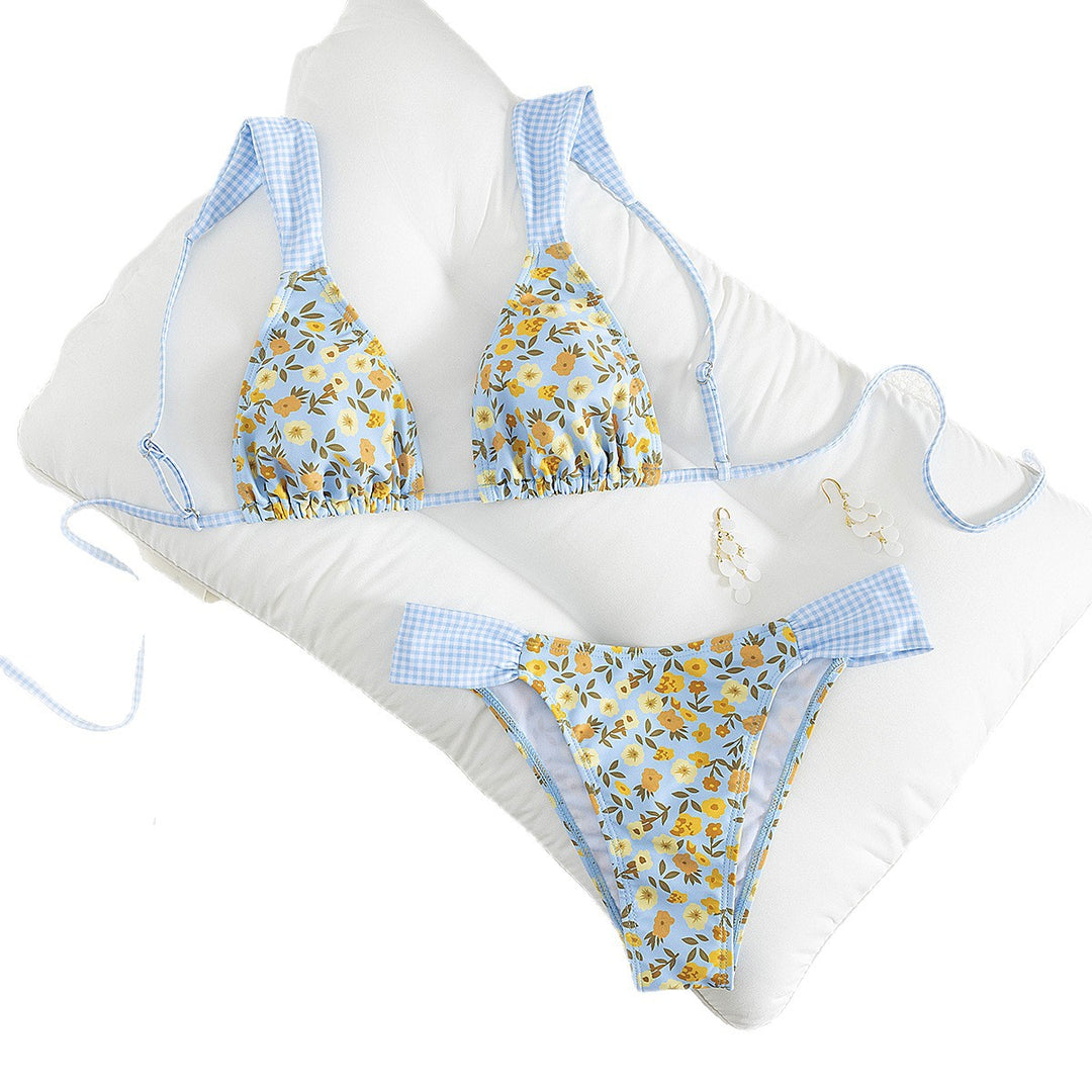 Damen Triangle-Bikini mit floralem Design und verstellbaren Trägern EB