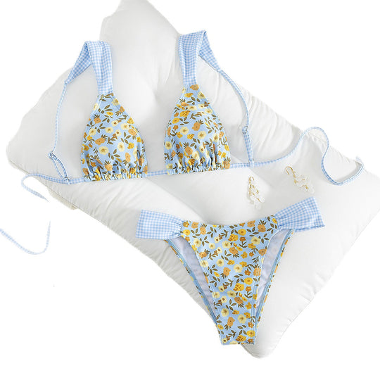 Damen Triangle-Bikini mit floralem Design und verstellbaren Trägern EB