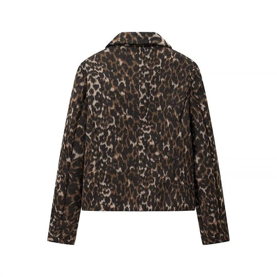 Damen modische Leopard-Print Kurzjacke EB