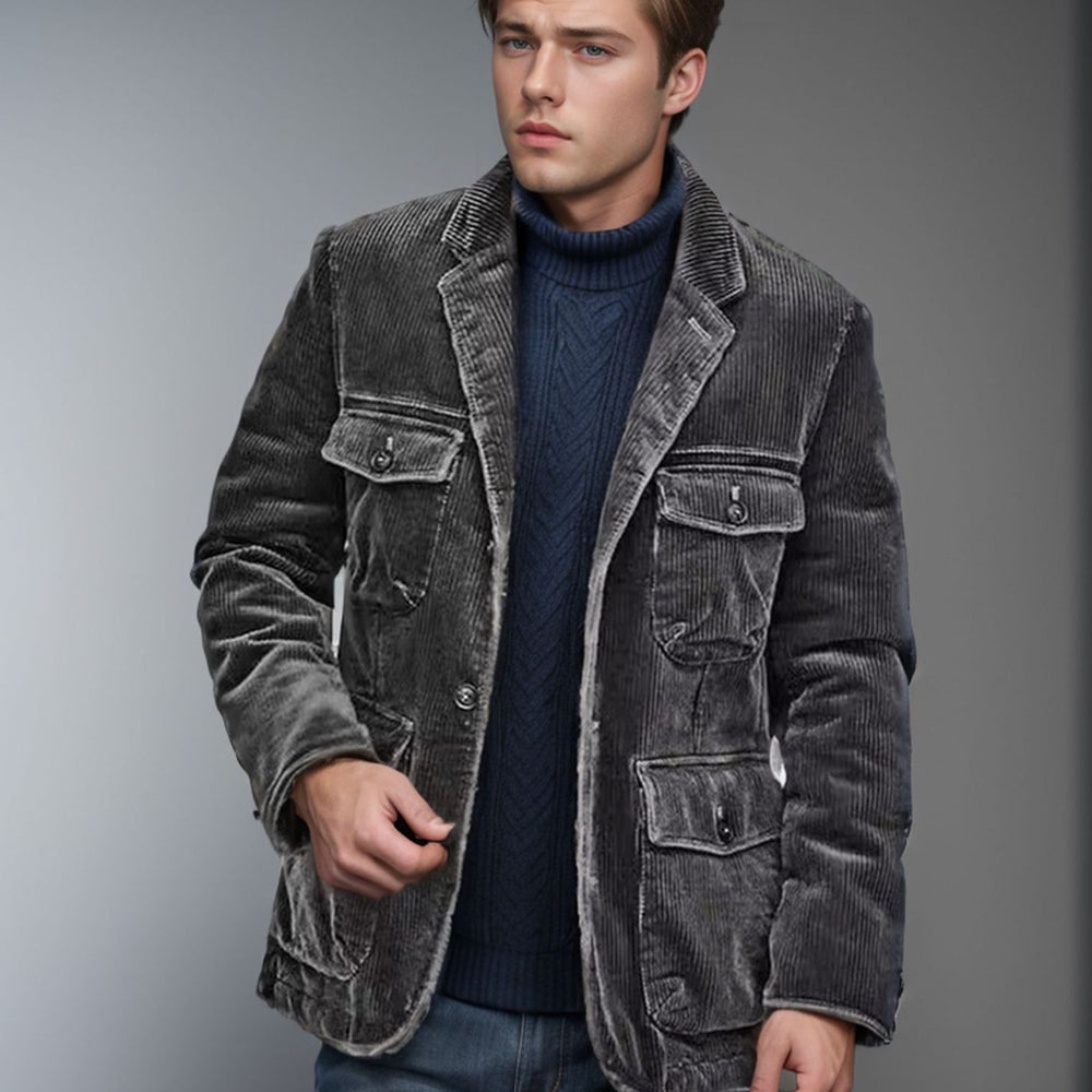 Damen lässige Cordjacke mit aufgesetzten Taschen EB
