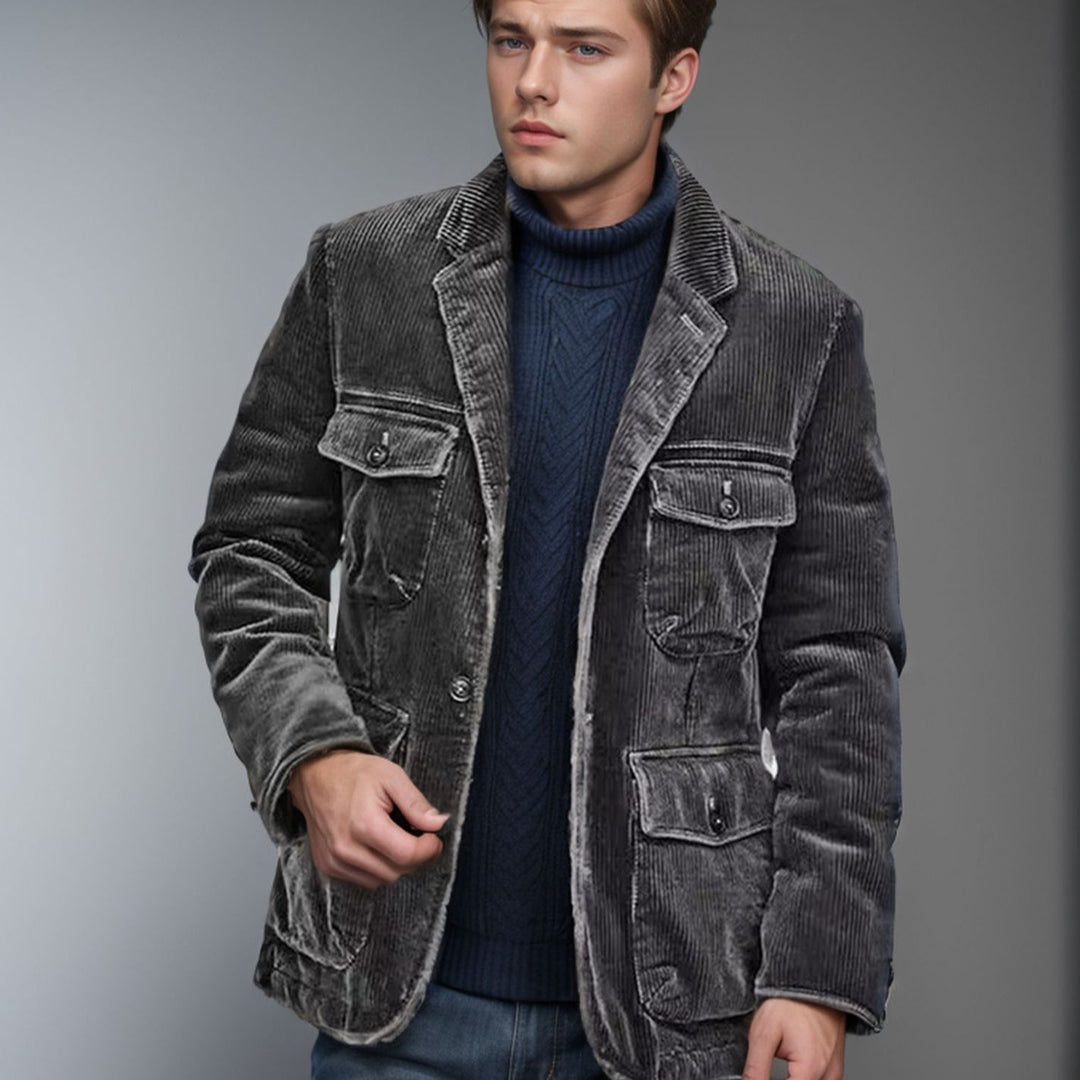 Damen lässige Cordjacke mit aufgesetzten Taschen EB