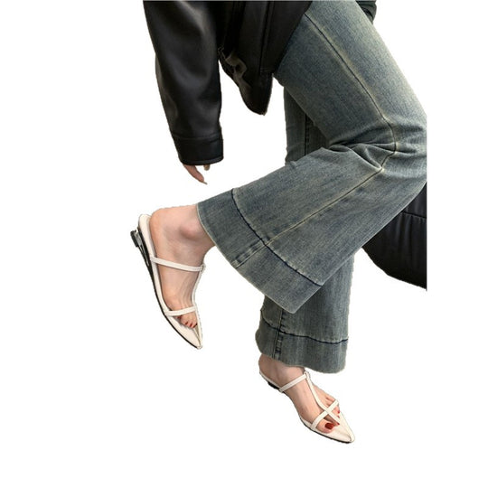 Damen elegante Slingback-Flats mit spitzem Design EB