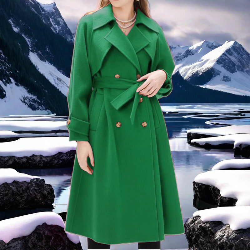 Damen eleganter Trenchcoat mit doppelter Knopfleiste und tailliertem Schnitt EB