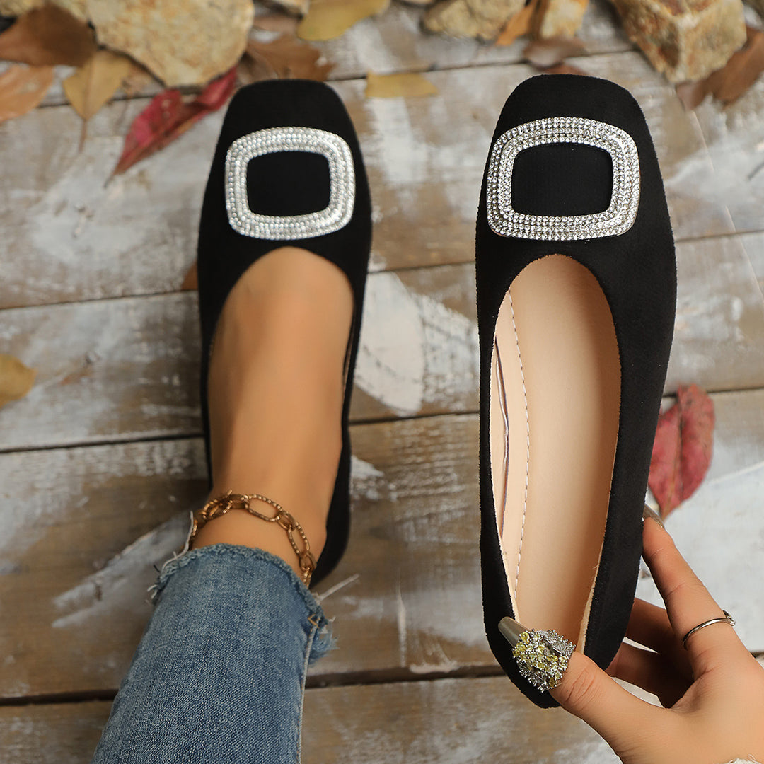 Damen elegante Ballerinas mit schimmerndem Schmuckdetail EB