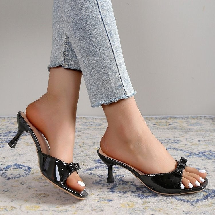 Damen elegante Slingback-Pantoletten mit Schleifen-Detail EB