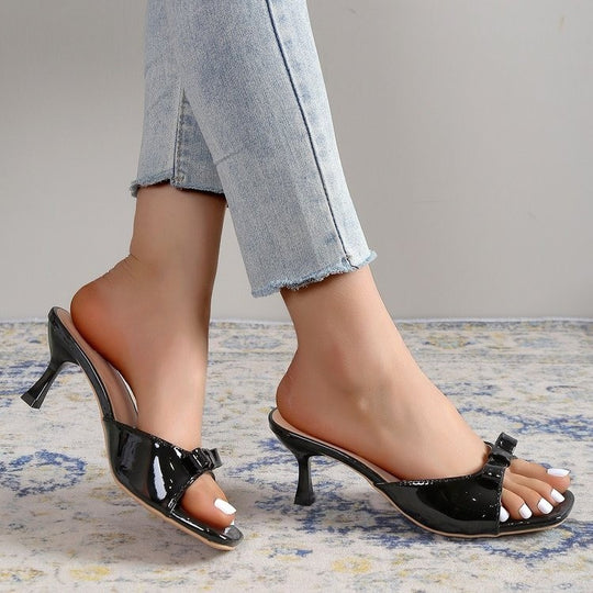 Damen elegante Slingback-Pantoletten mit Schleifen-Detail EB