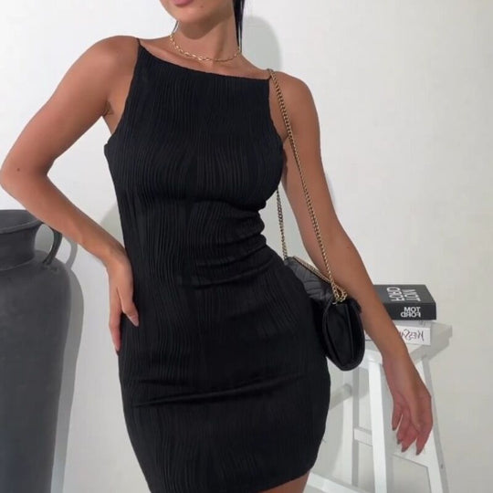 Damen figurbetontes Minikleid mit feinen Plissee-Details EB