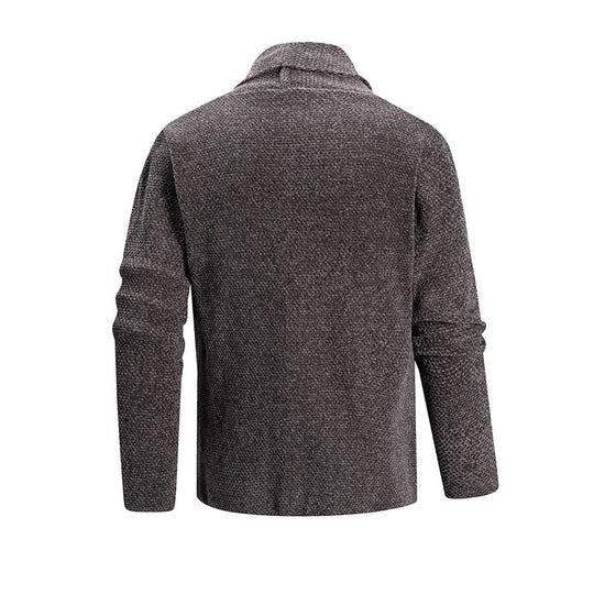 Herren nan offener Strickmantel mit weitem Fallendem Schalkragen und aufgesetzten Eingrifftaschen EB