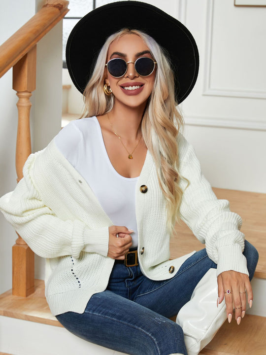 Damen Grobstrickpullover mit lässigem Schnitt und weitem Arm EB