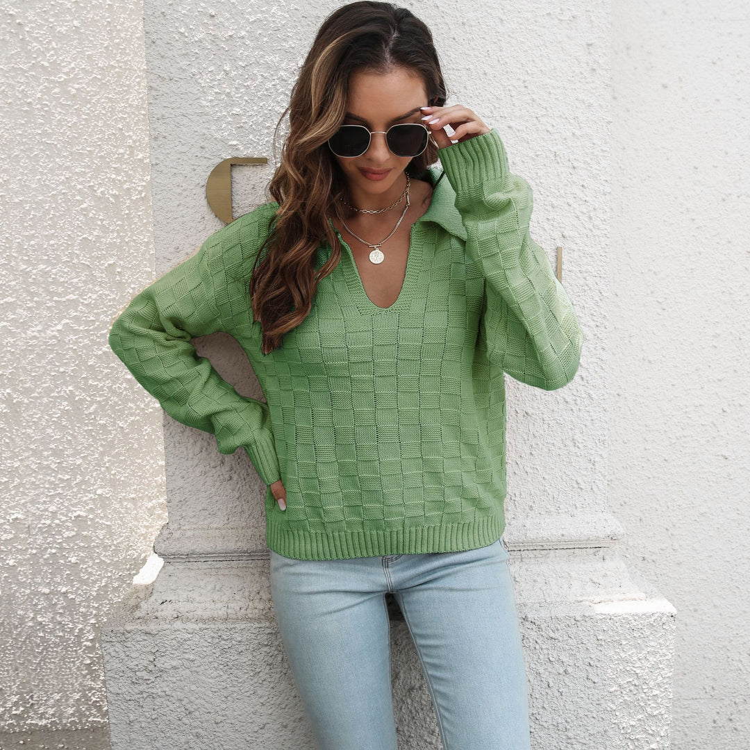 Damen Pullover mit modischem V-Ausschnitt und strukturiertem Muster EB