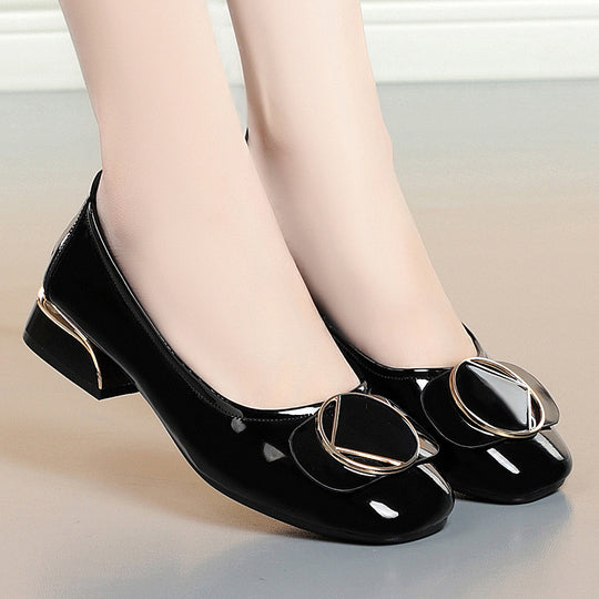 Damen Elegante Ballerinas mit modischem Schleifenakzent und komfortablem Blockabsatz EB