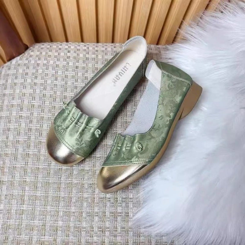Damen Ballerinas mit modischem Falten-Design und glänzender Zehenkappe EB