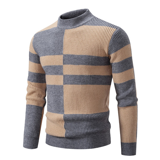 Herren moderner Rollkragenpullover mit strukturiertem Rippdesign EB