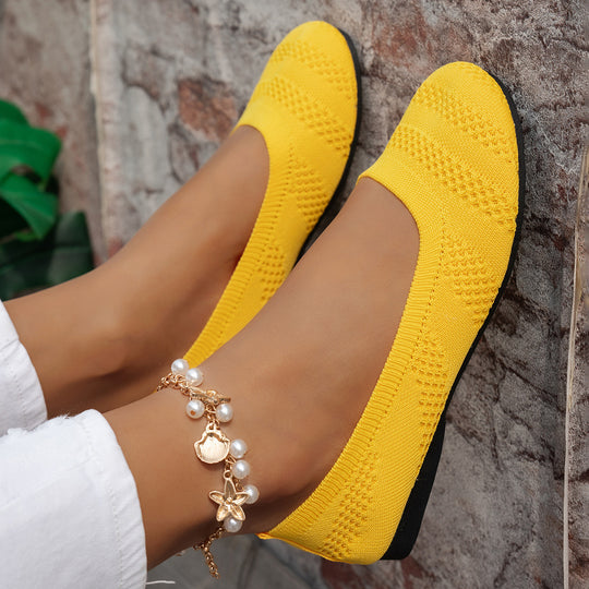 Damen Ballerinas mit elastischem Strickdesign und rutschfester Sohle EB